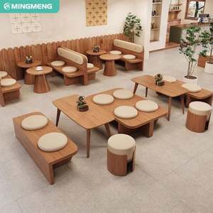 Café commercial bois cuir Restaurant meubles canapé banc meubles table et chaises stand ensemble de sièges - Product Image 2