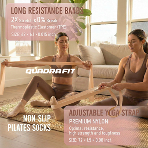 Kit Pilates Portatile Marrone Beige, Set Yoga per Studio e Casa, Anello Pilates, Bande di Resistenza, Pesi da Polso, Tappetino Yoga in Gomma PU - Product Image 5