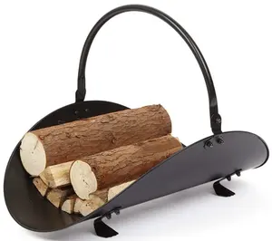 Metal Indoor Black Fireplace Log Holder, Firewood Basket, Large Fireplace Wood Cradle