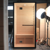 Sauna Kayu Solid Utuh dengan Bangku Sauna Gantung, Sauna Dalam Ruangan untuk 2 Orang, Cocok untuk Gym & Hotel