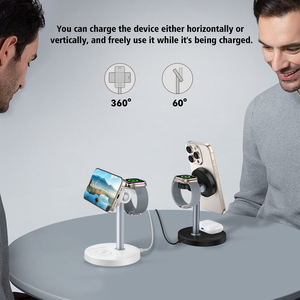 Cargador Inalámbrico Magnético 3 en 1 de 15W con Puerto Tipo C para iPhone, Auriculares y Reloj Inteligente, Soporte de Escritorio para Hogar y Oficina - Product Image 4