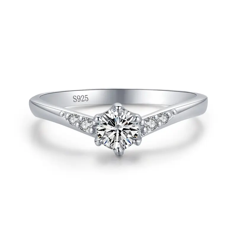 Perhiasan kelas atas modis S925 perak murni wanita cincin pernikahan berlian