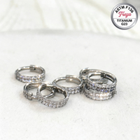 Bijoux de piercing corporel en Titane ASTM F136 avec Zircon double couche, pour Daith, Hélix, Anneaux de lobe, Anneau de nez, Clicker de septum, style mode