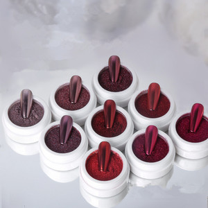 Nouveauté, vente en gros, 9 couleurs, décorations pour ongles en paillettes miroir magiques rouges du Nouvel An, poudre miroir magique pour ongles rouges - Product Image 2