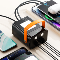 Batterie externe haute capacité à charge rapide 22,5 W, câbles micro USB et type-C détachables, lampe torche LED, poignée de transport, camping