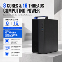 Hygon 3350 8 Çekirdekli 3.0GHz Tam Ofis İş İstasyonu | 16GB RAM, 512GB M.2 NVMe SSD, 2GB Harici GPU, 15L Tower 23.8 inç Monitör ve USB Klavye ve Fare