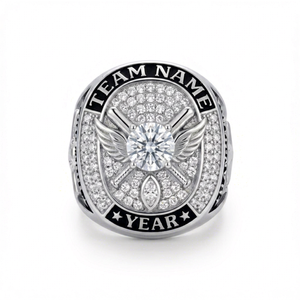 Bague de championnat de softball personnalisable en argent sterling 925 sertie de moissanite, plaquée rhodium, style classique, unisexe, pour équipe, OEM - Product Image 1