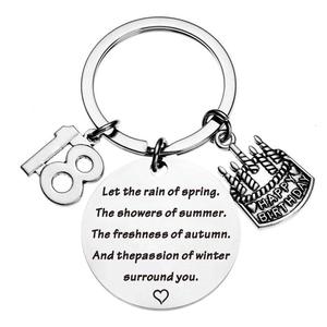 Hot Sale DIY Age 13 16 18 20 21 30 40 50 60 70th Birthday Gift Christmas Stainless Steel Metal DIY Keychain