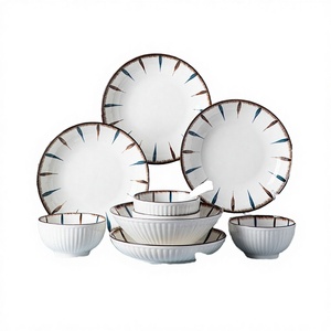 Minimalist Ceramic Porcelain Dinnerware <b>Set</b> for 4 Stocked <b>Microwave</b> & Dishwasher Safe Home Use - Product Image 3
