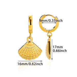 YWXS Fashion18k Pendentif en acier inoxydable en forme d'éventail, série Océan, été, plage, boucles d'oreilles gratuites pour femmes, vente en gros - Product Image 5