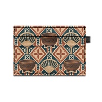 Porte-cartes en PU imprimé double face avec motif bol en bois et Tapa pour cartes quotidiennes