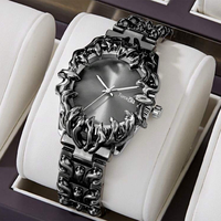 Montre-bracelet rétro pour homme, montre à quartz décontractée de style gothique steampunk avec affichage de la date