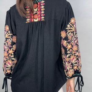 Nuevas Blusas Casuales de Moda para Mujer, Camisas Bordadas, Tops de Verano Elegantes y Sexys de Satén, Seda, Lino, Malla y Chifón - Product Image 3