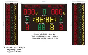 Tableau de score LED de basketball extérieur, installation fixe, taille personnalisée + tableau de score des fautes des joueurs - Product Image 1