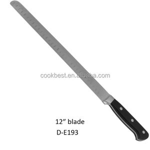 Juego de <span class=keywords><strong>cuchillos</strong></span> de salmón para cortar pescado de acero japonés, mango de POM de construcción de espiga completa forjada de clase Hig, 3 remaches, cuchillo de jamón de salmón de 12" - Product Image 2