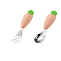 Cuillère et fourchette en acier inoxydable 18/8 avec manche en silicone rose fraise, style moderne et luxueux, pour usage domestique