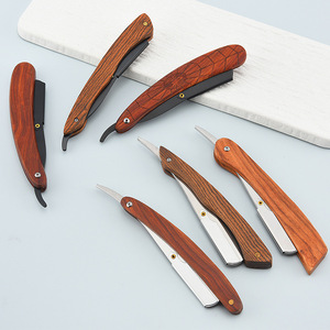 סגנון קלאסי ידני של גברים גילוח פנים עם ידית עץ להב נירוסטה לשימוש barbershop - Product Image 4