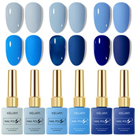 XEIJAYI - Venta al por Mayor de Esmalte de Gel de Marca Privada, Set de Esmalte de Gel Azul de 6 Colores, 15 ml, Inodoro, Semipermanente