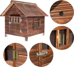 Haus für Haustiere im Freien mit Türen und Fenstern wetterfestes Holzkennel-Hundehaus für den Außenbereich - Product Image 5