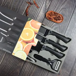 High Carbon Stainless Steel Premium Non Stick Revestimento Kitchen Knife Set inclui descascador várias facas e tesouras