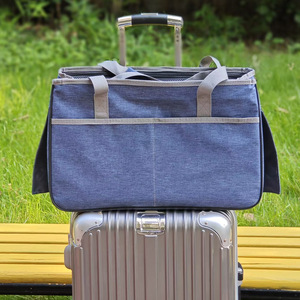 Sac de transport souple bleu marine pour animaux de compagnie, compatible avec les bagages, pour chiens et chats - Product Image 1