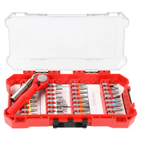 JUBOSHI TA045 – Kit de 34 pièces avec clé à cliquet à manche en acier, embouts de perçage et tournevis DIY, finition anodisée et embouts polyvalents