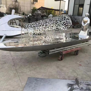 Art abstrait moderne bord de mer maison jardin décoration extérieure bateau à <span class=keywords><strong>voile</strong></span> poli <span class=keywords><strong>Sculpture</strong></span> en acier inoxydable - Product Image 4