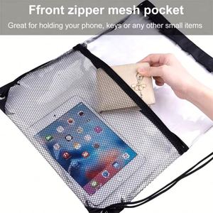 Affordable Custom PVC <b>Backpack</b> - With <b>Drawstring</b>, Waterproof, Mesh Pocket, Zipper Closure, for Promotional Events - Product Image 4