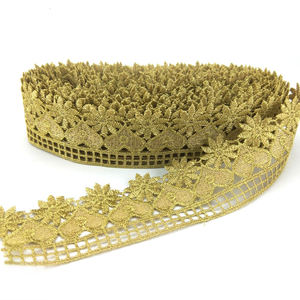 Fabbrica direttamente personalizzato di alta qualità ricamo fiore decorazione <span class=keywords><strong>pizzo</strong></span> oro <span class=keywords><strong>tenda</strong></span> di <span class=keywords><strong>pizzo</strong></span> abbigliamento taglio J14 - Product Image 2