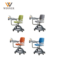 Chaise de conférence pivotante moderne avec tablette d'écriture amovible, design ergonomique, pliable, options multicolores pour le bureau et l'école