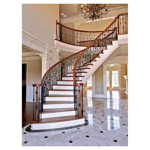 Escalera Curva Contemporánea con Peldaños de <span class=keywords><strong>Madera</strong></span> <span class=keywords><strong>para</strong></span> Hogares Familiares Modernos que Combina Calidez y Líneas Limpias <span class=keywords><strong>para</strong></span> Unidades Dúplex de Lujo - Product Image 1