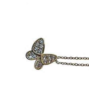 Collier pendentif papillon en or jaune 9 carats, mode coréenne 2021, chaîne décontractée/sportive, accessoires pour femmes, idéal pour un cadeau - Product Image 1