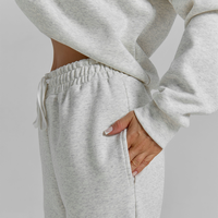 Ensemble de survêtement deux pièces en molleton pour femme, haute qualité, personnalisé, avec sweat-shirt à quart de zip et pantalon de jogging