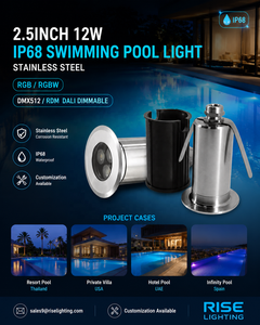 Lampu LED Bawah Air IP68 Tahan Air 3x3W 316L Stainless Steel, Kontrol DMX512, Dapat Diredupkan untuk Akuarium Kolam Renang 12V - Product Image 4