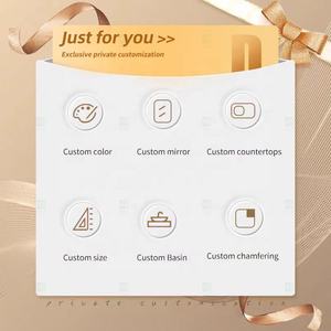 Американский Винтажный стиль настенный плавающий роскошный набор туалетных столиков для ванной комнаты с ящиками и зеркалом - Product Image 5