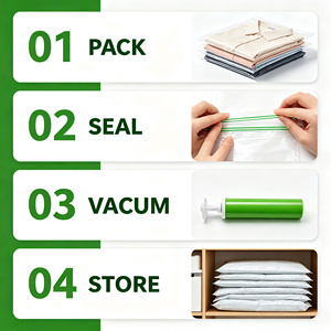 Sacs de rangement sous vide transparents avec pompe manuelle, pochettes de compression PA PE pour vêtements, literie, voyage - Product Image 6
