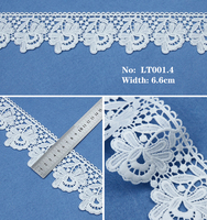 Bordure en dentelle florale blanche en polyester, broderie pour vêtements et accessoires de bricolage