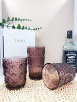 Verre à boire rétro en verre coloré gaufré motif épée et fleur, disponible en deux tailles, pour jus, eau, boissons glacées, cadeau pour la maison