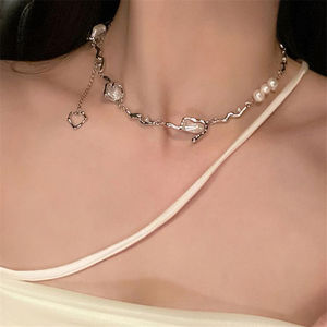 <span class=keywords><strong>Collar</strong></span> de perlas de lujo para mujer, cadena de clavícula, corazón, joyería, superventas - Product Image 2