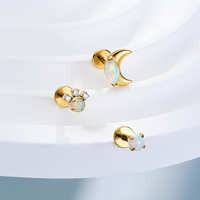 Perhiasan Tindik TOPOSH, Anting Titanium ASTM F136, Cincin Hidung, Perhiasan Wanita, Cincin Bibir Atas Berulir Dalam dari Titanium