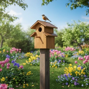 <span class=keywords><strong>Casa</strong></span> para Mascotas de <span class=keywords><strong>Madera</strong></span> Ecológica Impermeable para Animales Pequeños, <span class=keywords><strong>Madera</strong></span> Maciza para Uso en Exteriores, para Montaje en Poste - Product Image 5