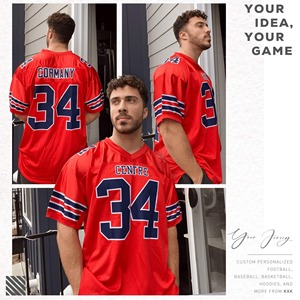 Maillots de rugby unisexes d'équipe américaine, rétro, en polyester imprimé, à manches courtes, avec nom et numéro brodés, pour l'entraînement de football, vente en gros - Product Image 2
