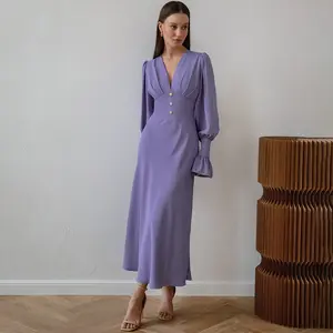 New Look Vintage Elegant French Latern Sleeves Maxi Dress