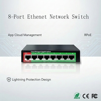 Switch réseau intelligent Gigabit 8 ports alimenté par PD, Full-Duplex/Half-Duplex, gestion APP/Web Cloud, VLAN QoS pour la restauration et le commerce de détail