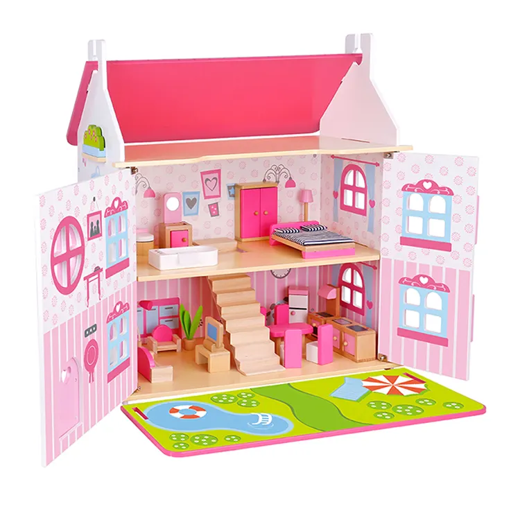 Migliore vendita classic bella di disegno per bambini FAI DA TE mobili set giocattolo casa delle bambole in legno per il bambino