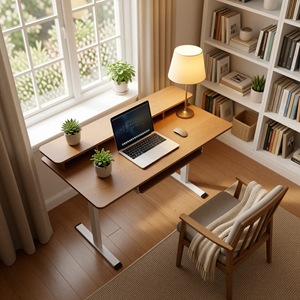 โต๊ะเรียนเด็ก GON แบบปรับระดับความสูงได้สองชั้น ดีไซน์สแกนดิเนเวียน โครงเหล็กทรงสี่เหลี่ยม พร้อมชั้นวางหนังสือในตัว - Product Image 1