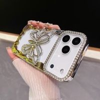 Couverture mobile fantaisie papillon paillettes diamant pour iPhone 17 16 15 Pro Max coque arrière antichoc placage or creux