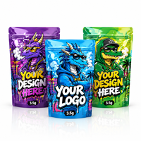 Sachet Mylar Personnalisé 3,5g Anti-Odeur ZA Pack Dragon Alligator Brillant Emballage Graffiti Urbain