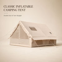 Tente gonflable d'été classique 12 m² à double porte avec deux lucarnes, version Pro Khaki en Oxford 300D