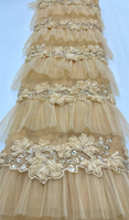 NI.AI Nouveau style Tissu en dentelle à sequins géométriques brodés, entièrement recouvert de sequins, tissu en dentelle perlée courte avec sequins
